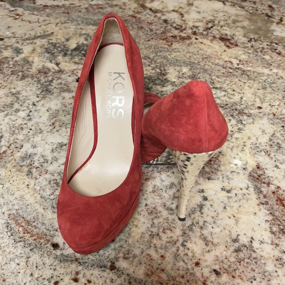 Michael Kors suede red 5” high heels size 7M